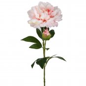 Ljus rosa pion på kvist konstblomma - 65 cm