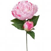 Rosa pion, konstblomma på kvist - 35 cm