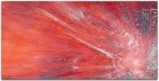 Abstrakt tavla, oljemålning i vit, röd och orange