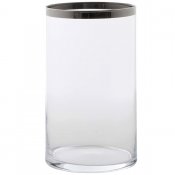 Vas i glas med silverkant - 25 cm hög