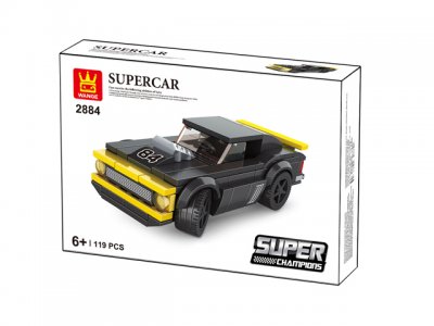 Lego Sportbil svart och gul Super Champions - Kompatibel med Lego
