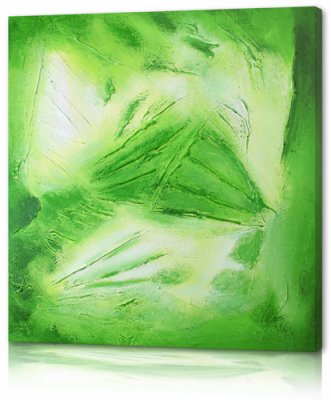 Abstrakt tavla, oljemålning i grönt och ljusgrönt