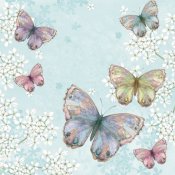 Ljusblå servetter med fjärilar - 33x33 cm