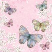 Rosa servetter med fjärilar - 33x33 cm