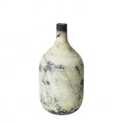 Dammgrön, citrongul och brun vas i glas - 24 cm hög
