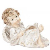 Ängel dekoration - Läser - 12cm lång, 8 cm hög