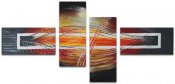 Modern abstrakt grupptavla, akrylmålning, oljemålning i röd, gul, orange, vit, svart och grå