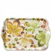 Bricka med höstlöv och kastanjer - Ambiente 13x21 cm