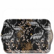 Bricka med blomstermotiv och blad och svart bakgrund- Ambiente 13x21 cm