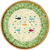 Bricka Sunny - Grön Natur Fiskar - Ø34cm