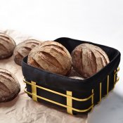 Brödkorg svart textil och matt guld - 19x19 cm