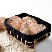 Brödkorg svart textil och matt guld - 25,5x18,5 cm