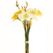 Konstblommor påskbukett med påskliljor, pingstliljor och videkvist - 40 cm
