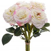 Bukett med konstgjorda rosor i vit och rosa - 35 cm hög