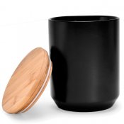 Lundi Kaffeburk med Vakuumlock - Svart Porslin Bambu - H16cm Ø12cm