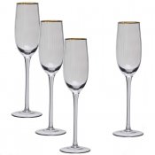 Champagneglas i rökfärgat glas och guld - 25 cm