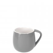 Grå espressokopp i blank porslin och vit insida - modern stilren design