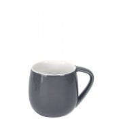 Mörkgrå espressokopp i blank porslin och vit insida - modern stilren design