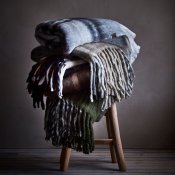 Filt Frasse - Grön Svart Vit - 160x130 cm