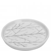 Underlägg för muggar och glas - Vit porslin med grå dekor