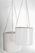 Hängampel 2-Set Kruka Zink - Vit - Ø20 och 16cm