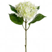 Citrongul, vit hortensia konstblomma på kvist - 40 cm hög