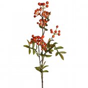 Rönnbärs-kvist konstgjord med rönnbär i orange och gröna löv. 70 cm lång från Mr Plant - 60cm hög från mr Plant