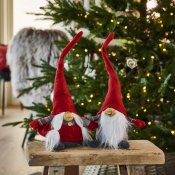 Tomte Jul-Nisse Far eller Mor - Filt Röd, Grå 16x11x33cm - Välj