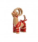 Liten Julbock, halmbock med röda sidenband - 20 cm hög