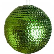 julkula grön med paljetter i glansig finish - 10 cm