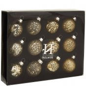 Julkulor Ramona Mini Guld Silver - 3cm Glas 12-Pack