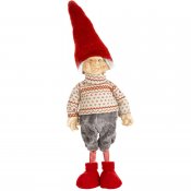 Jultroll pojke textil röd - 34 cm hög
