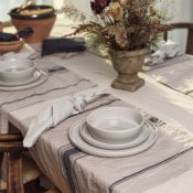 Kökshandduk Stripe Linen Blend Beige - 50x70 cm