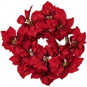 Krans med röda jul-stjärnor - konstgjorda blommor - julkrans 45cm från mr plant