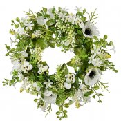 krans, dörrkrans med vita och ljust citrongula blommor - 35 cm mr plant