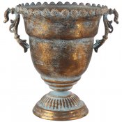 Pokal-kruka i guld antik brun och blå - 24 cm hög