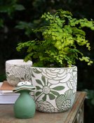 Kruka Spring Lauvring - Vit Grön - Ø11xH10cm