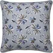 Kudde med blå blommor på grå bakgrund - 50x50 xm