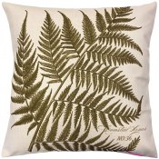 Naturfärgat kuddfodral med olivgrön ormbunke - 50x50 cm