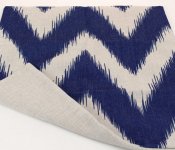 Kuddfodral, prydnadskudde i blå och ljus beige med zigzag mönster
