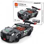 Grå Sportbil Super Champions Röda Fälgar - Kompatibel med Lego