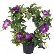 Lila konstgjord Blomma för dagen från Mr Plant - 35 cm hög upphängd på metallbåge