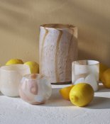 Lykta Pernilla Isblå Aprikos - Glas Ø10cm H8cm