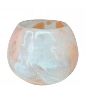 Värmljushållare lykta pernilla i ljusblå och rosa aprikos - 10cm