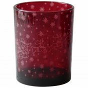 Röd ljuslykta Jul-motiv - Värmeljushållare 12,5 cm