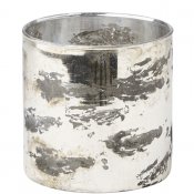 Silverfärgad ljuslykta, värmeljushållare i glas - Silver och lera 10 cm