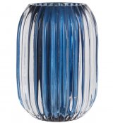 Blå Ljuslykta för värmeljus - klarglas 13 cm hög