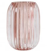 Rosa Ljuslykta för värmeljus - klarglas 13 cm hög