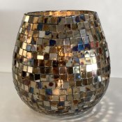 Ljuslykta, värmeljushållare i glas, silver - 15 cm hög