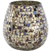 Ljuslykta, värmeljushållare i glas, silver - 15 cm hög